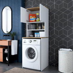 Mueble de lavadora KD101-1950 nogal blanco Practica Hogar