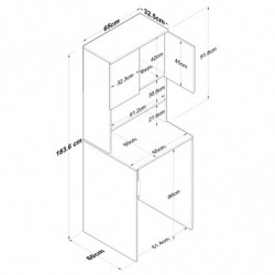 Mueble de lavadora KD101-1950 nogal blanco Practica Hogar