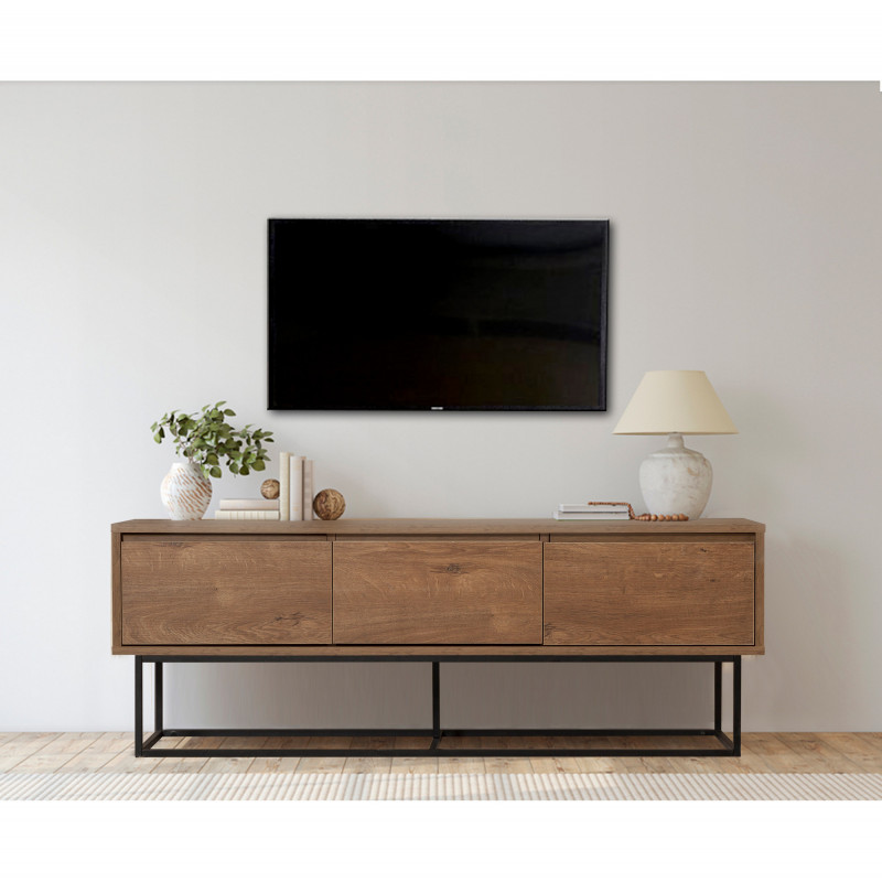Mueble TV Milo 140 negro nogal Practica Hogar Mueble TV Milo 140 negro nogal Practica Hogar