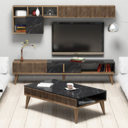 Conjunto de muebles de salón Milan negro nogal Practica Hogar