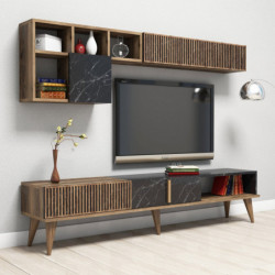 Conjunto de muebles de salón Milan negro nogal Practica Hogar