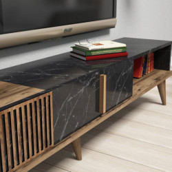 Conjunto de muebles de salón Milan negro nogal Practica Hogar