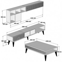 Conjunto de muebles de salón Milan negro nogal Practica Hogar