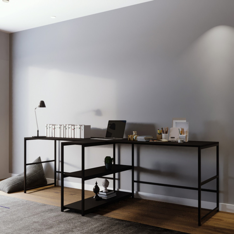 Escritorio de estudio Massası L193 negro Practica Hogar Escritorio de estudio Massası L193 negro Practica Hogar
