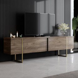 Mueble TV Luxe dorado nogal Practica Hogar