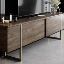 Mueble TV Luxe dorado nogal Practica Hogar