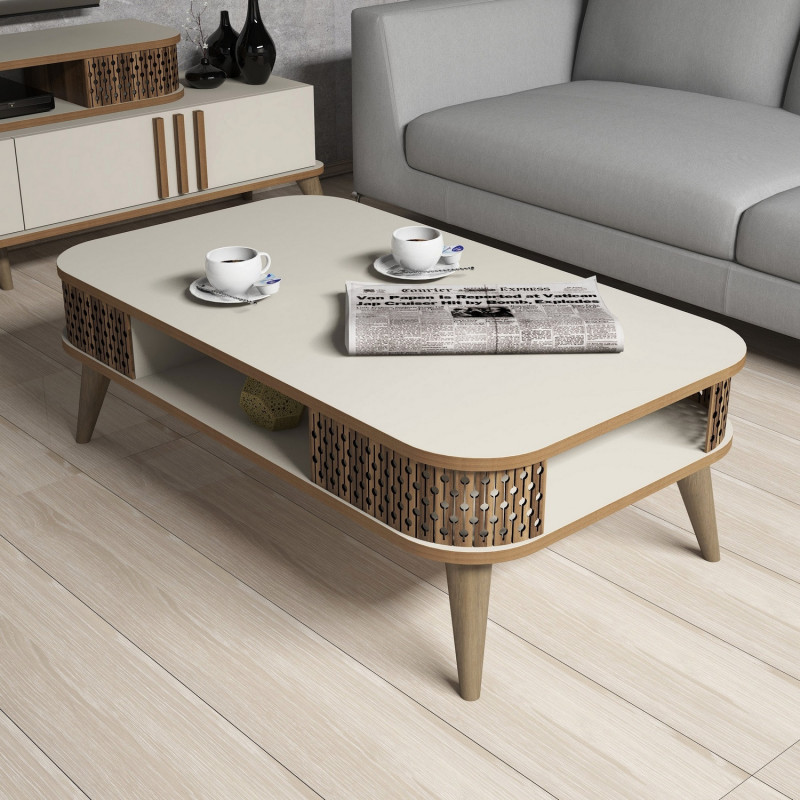 Mesa de centro Eylül crema Practica Hogar Mesa de centro Eylül crema Practica Hogar