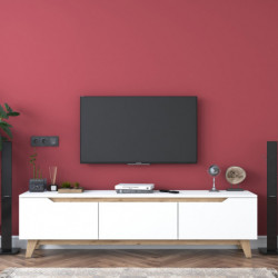 Mueble TV D1-2472 nogal blanco Practica Hogar