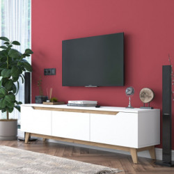 Mueble TV D1-2472 nogal blanco Practica Hogar