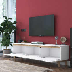 Mueble TV D1-2472 nogal blanco Practica Hogar