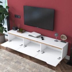 Mueble TV D1-2472 nogal blanco Practica Hogar