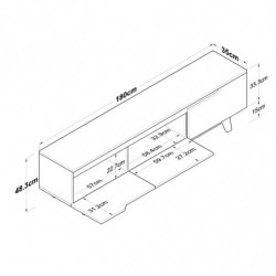 Mueble TV D1-2472 nogal blanco Practica Hogar