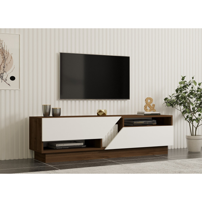 Mueble TV Koza blanco nogal Practica Hogar Mueble TV Koza blanco nogal Practica Hogar
