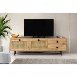 Mueble TV Hapsiyas 180 roble negro Practica Hogar