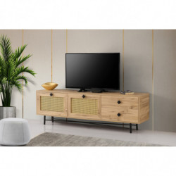 Mueble TV Hapsiyas 180 roble negro Practica Hogar