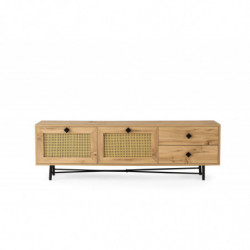 Mueble TV Hapsiyas 180 roble negro Practica Hogar