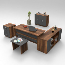 Conjunto de muebles de oficina VO16-BA antracita nogal Practica Hogar