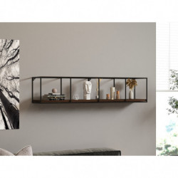 Estante de pared Miray negro nogal Practica Hogar