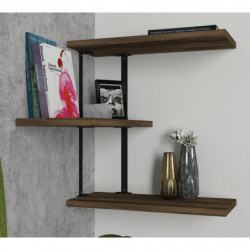 Estante de pared Frisbi negro nogal Practica Hogar