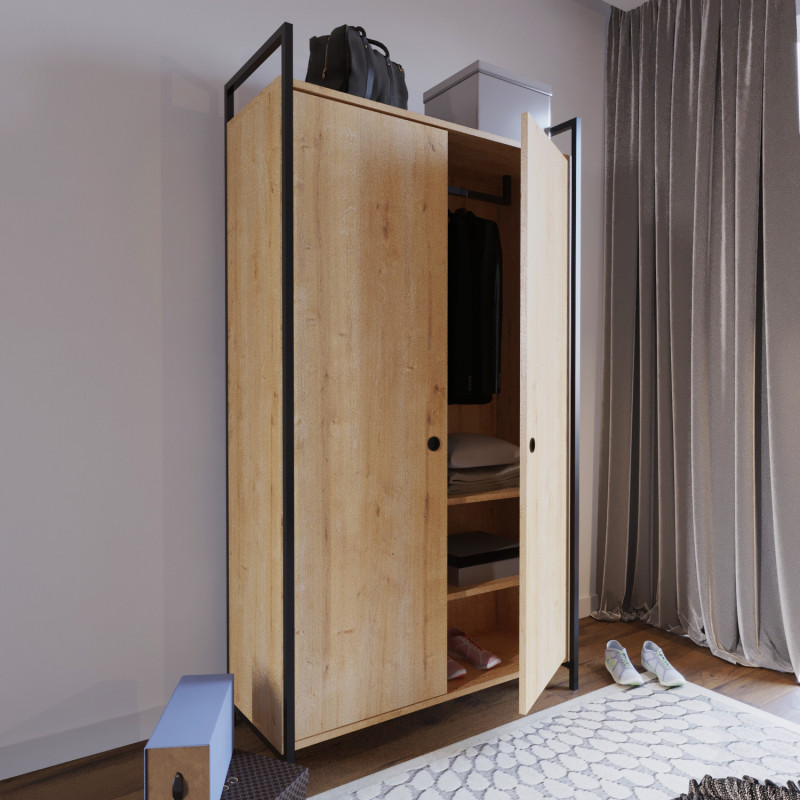 Armario Gardırop L614 roble Practica Hogar Armario Gardırop L614 roble Practica Hogar