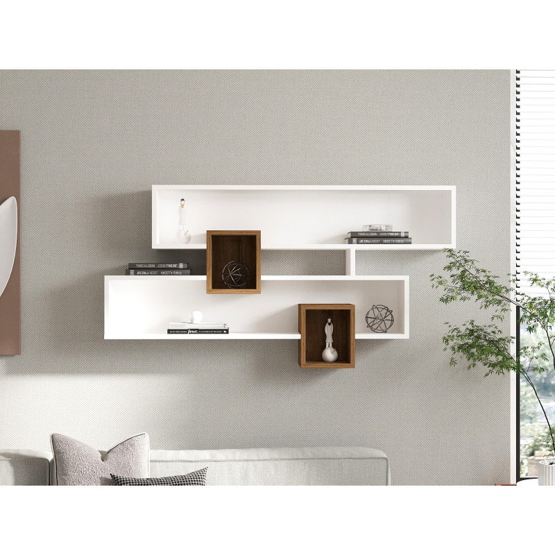 Estante de pared Karen blanco nogal Practica Hogar Estante de pared Karen blanco nogal Practica Hogar