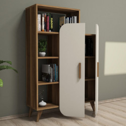 Librería Form crema nogal Practica Hogar