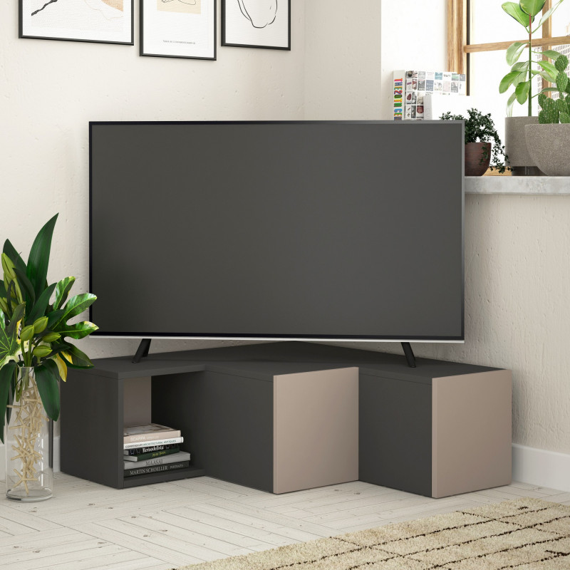 Mueble TV Compact antracita marrón claro Practica Hogar Mueble TV Compact antracita marrón claro Practica Hogar