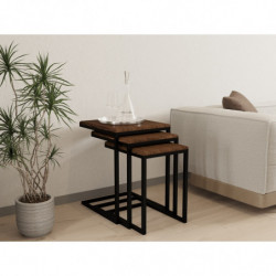 Set mesas de café (3 piezas) Ege nogal Practica Hogar