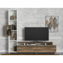 Mueble TV con estante Tulip nogal blanco Practica Hogar