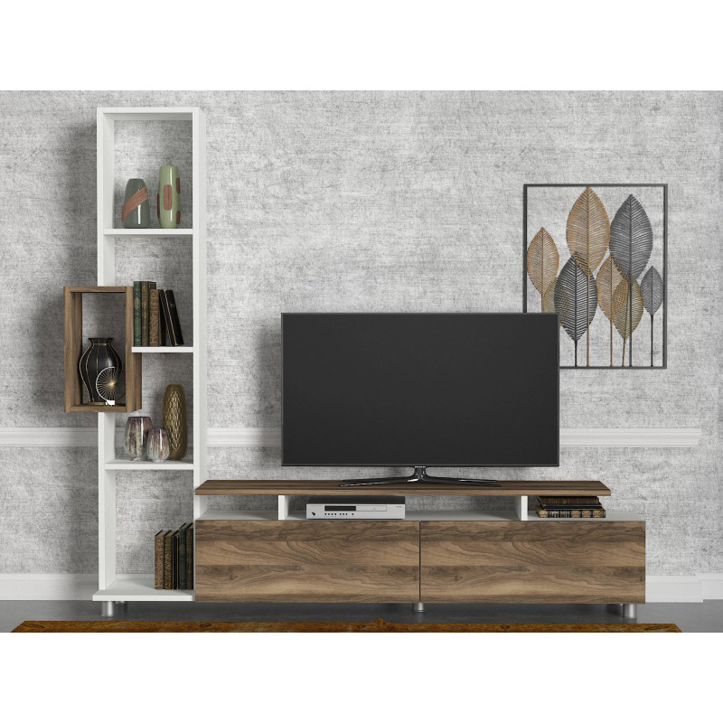 Mueble TV con estante Tulip nogal blanco Practica Hogar Mueble TV con estante Tulip nogal blanco Practica Hogar