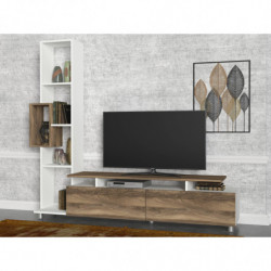 Mueble TV con estante Tulip nogal blanco Practica Hogar