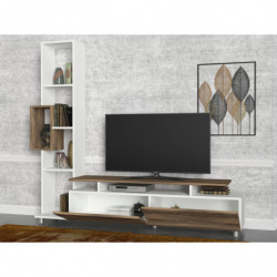 Mueble TV con estante Tulip nogal blanco Practica Hogar