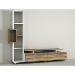 Mueble TV con estante Tulip nogal blanco Practica Hogar
