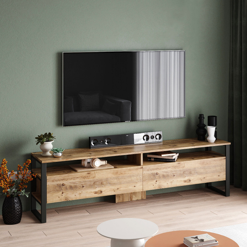 Mueble TV con estante ML19-A pino atlántico Practica Hogar Mueble TV con estante ML19-A pino atlántico Practica Hogar
