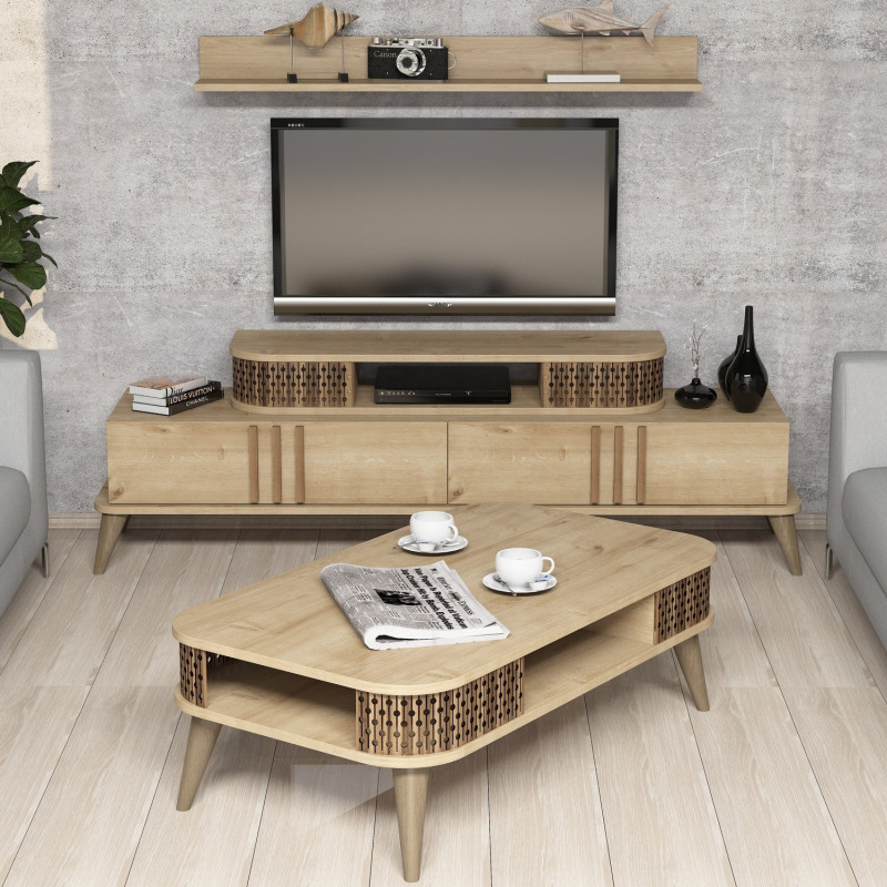 Conjunto de muebles de salón Eylül roble Practica Hogar Conjunto de muebles de salón Eylül roble Practica Hogar