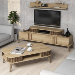 Conjunto de muebles de salón Eylül roble Practica Hogar