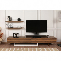 Mueble TV con estante Nirvana teca blanco Practica Hogar