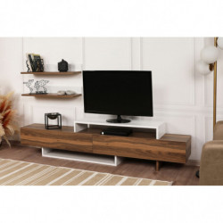Mueble TV con estante Nirvana teca blanco Practica Hogar