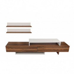 Mueble TV con estante Nirvana teca blanco Practica Hogar