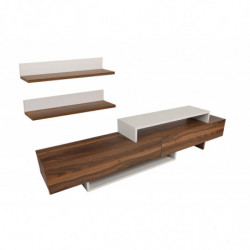 Mueble TV con estante Nirvana teca blanco Practica Hogar