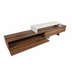 Mueble TV con estante Nirvana teca blanco Practica Hogar