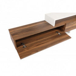 Mueble TV con estante Nirvana teca blanco Practica Hogar