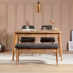 Set mesa comedor extensible y sillas (4 piezas) Vina 1053 pino atlántico antracita Practica Hogar