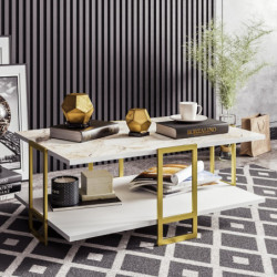 Mesa de centro Polka blanco oro Practica Hogar