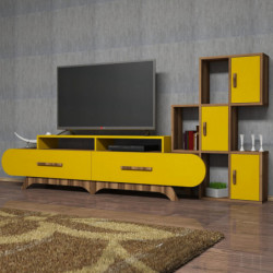 Mueble TV con estante Flora S amarillo nogal Practica Hogar