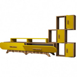 Mueble TV con estante Flora S amarillo nogal Practica Hogar