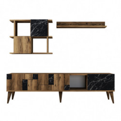 Mueble TV con estante Madrid negro nogal Practica Hogar
