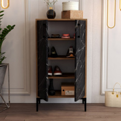 Zapatero Prag negro nogal Practica Hogar
