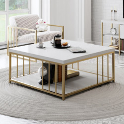 Mesa de centro Zenn dorado blanco Practica Hogar