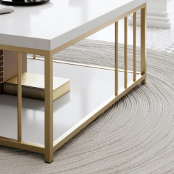 Mesa de centro Zenn dorado blanco Practica Hogar